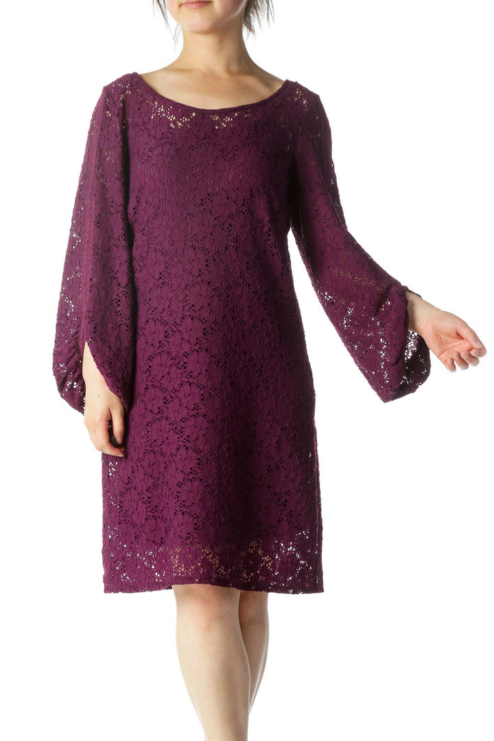 Purple Lace Work Dress