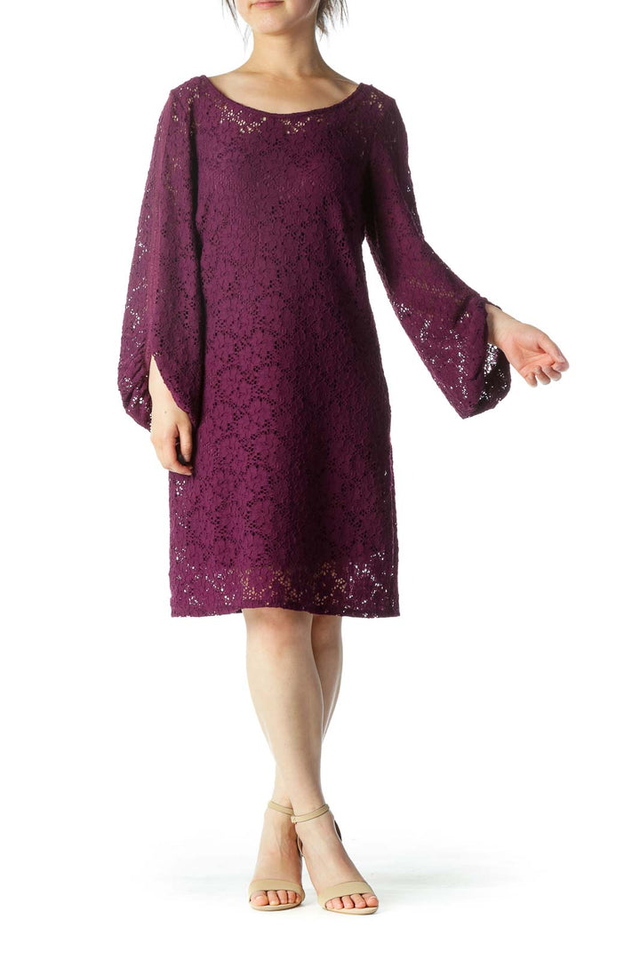 Purple Lace Work Dress