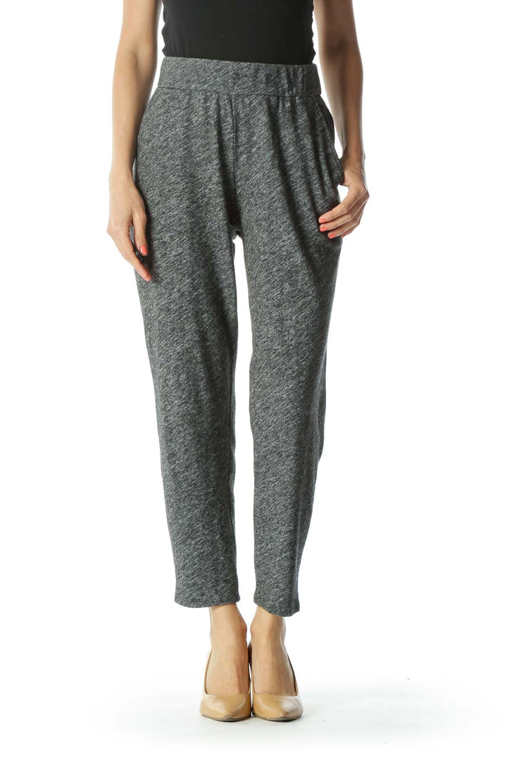 Heathered-Gray High-Waisted Stretch Pants