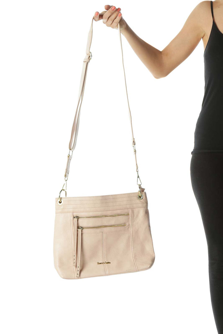 Light Pink Faux-Leather Adjustable Strap Tote