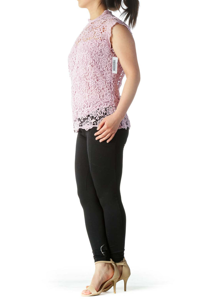 Pink Lace Sleeveless Top