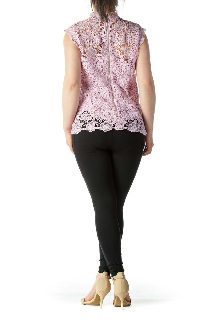 Pink Lace Sleeveless Top