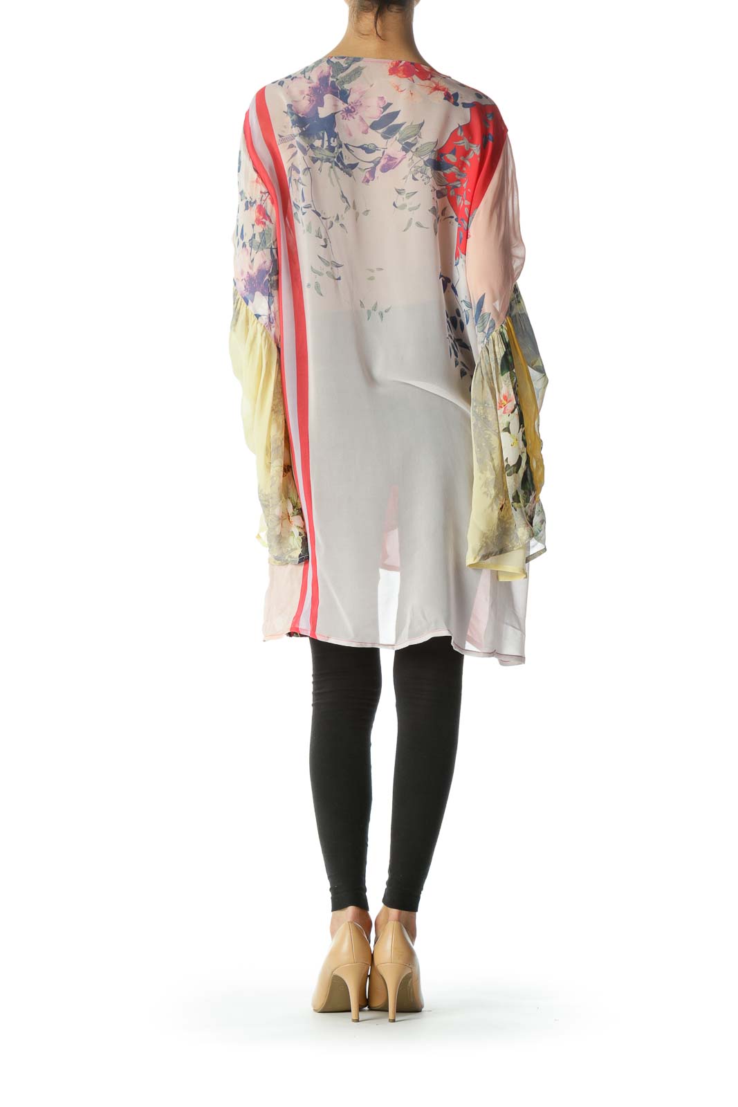 Multicolored Floral Bell-Sleeve Kimono