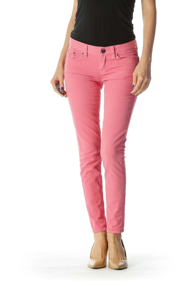 Pink Toothpick Low Rise Ankle Length Jeans