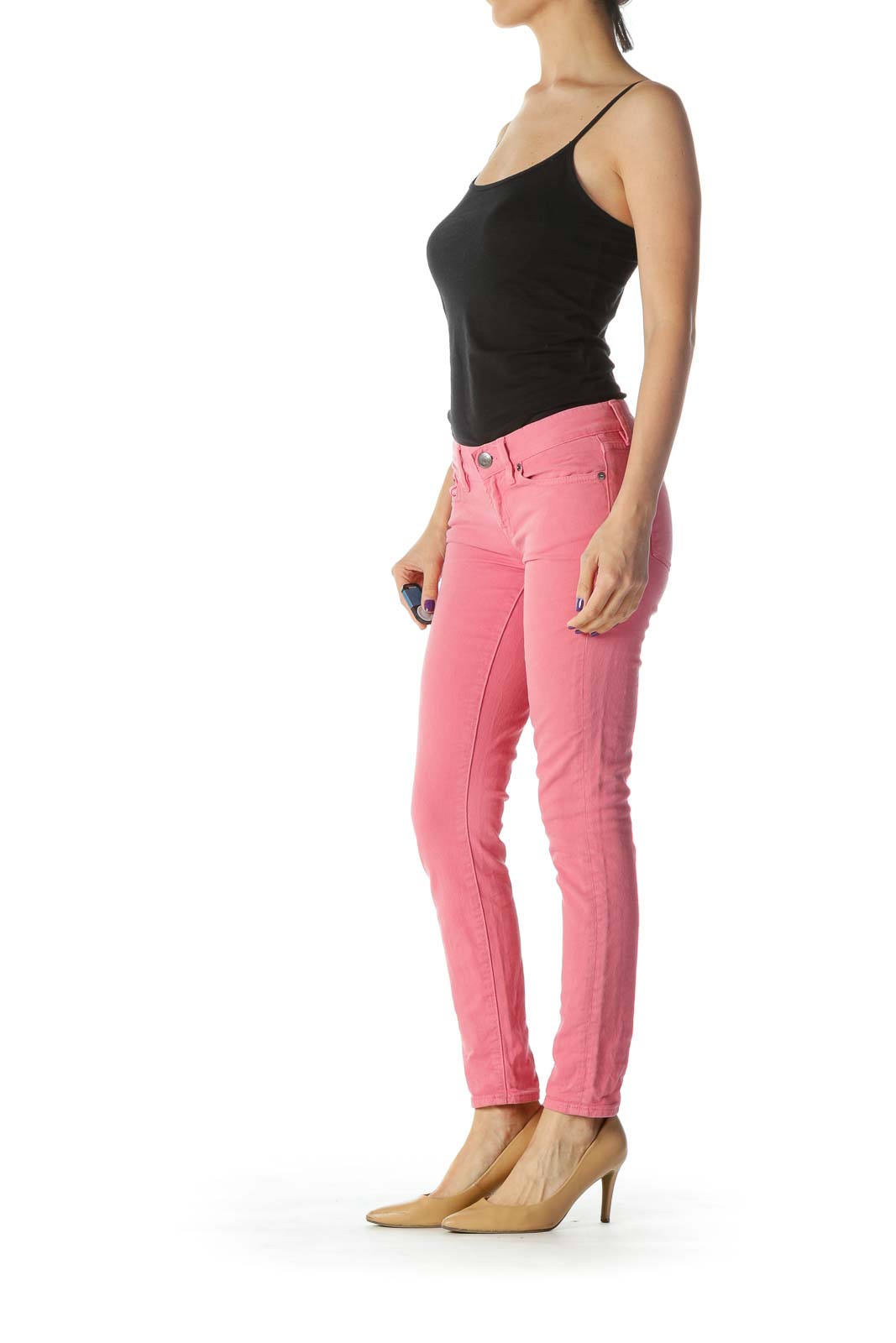 Pink Toothpick Low Rise Ankle Length Jeans