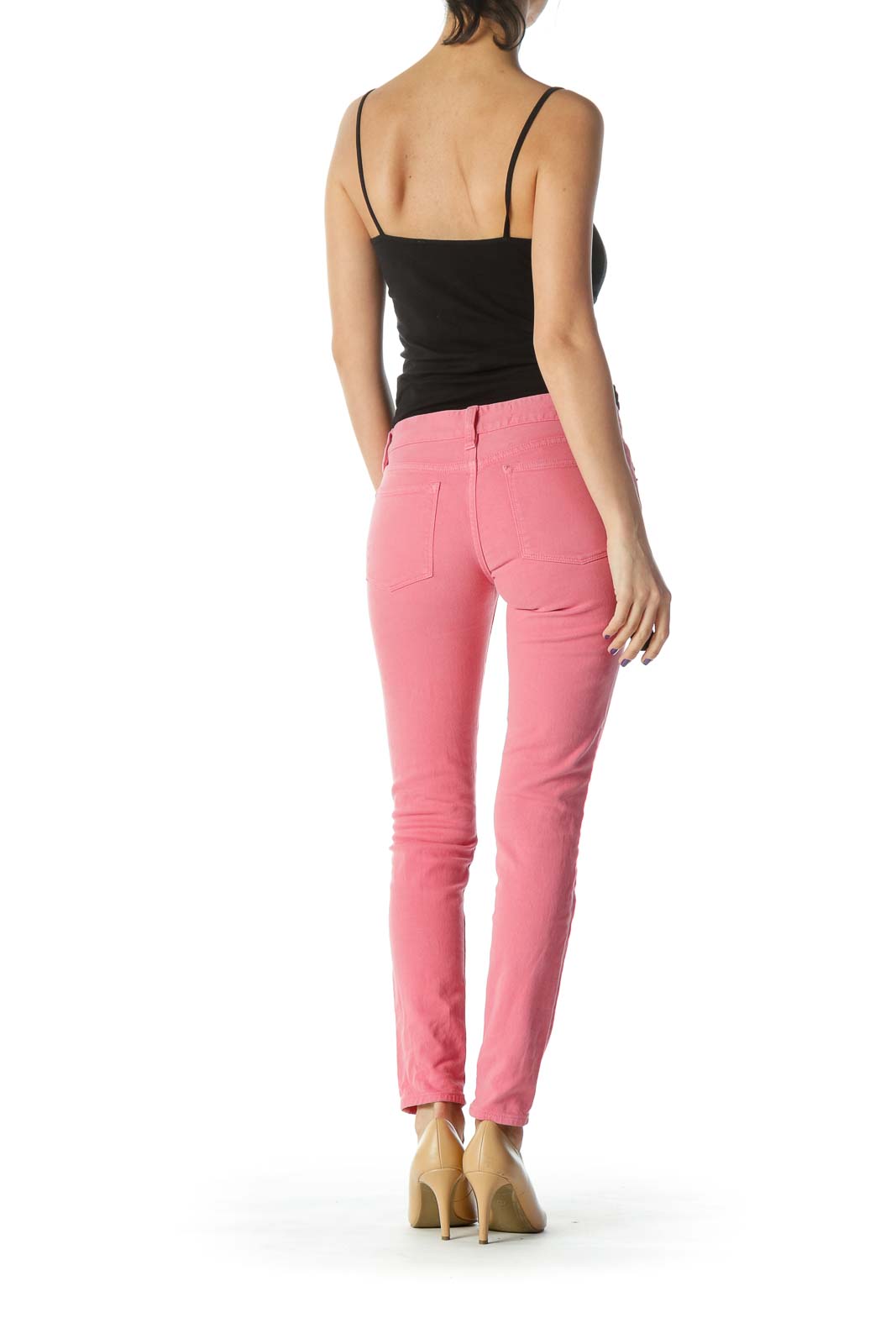 Pink Toothpick Low Rise Ankle Length Jeans