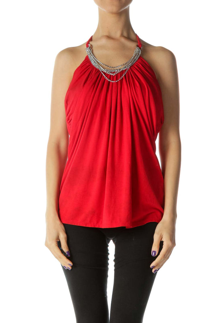 Red Chain Halter Top