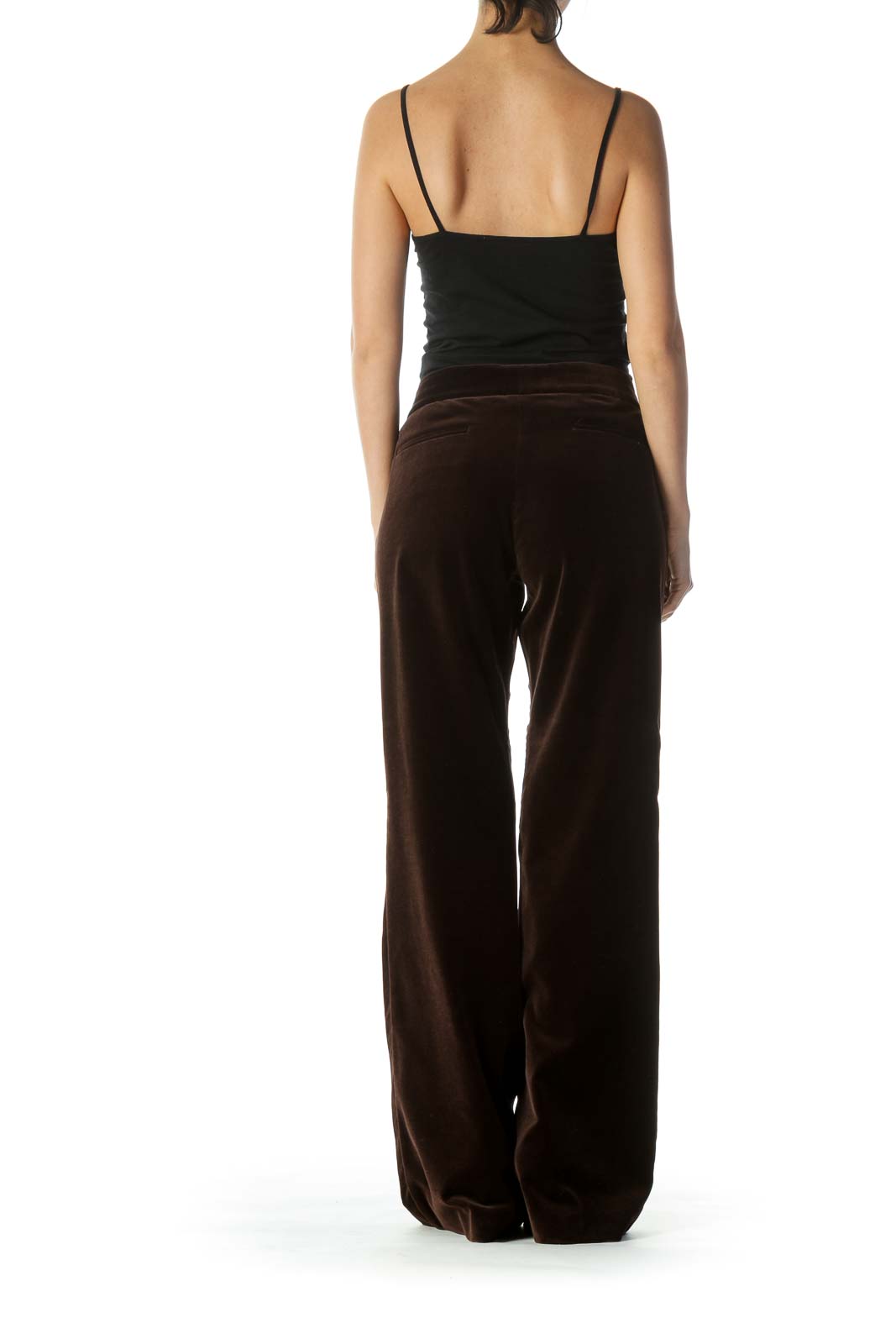 Brown Velvet Boot Cut Pants