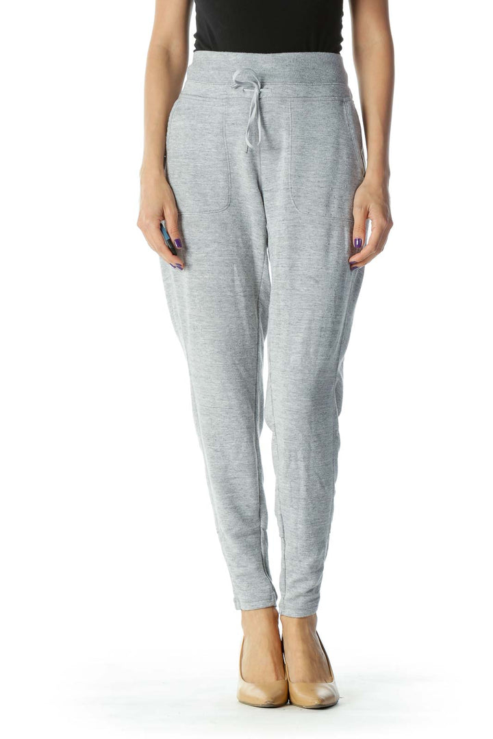 Gray Tie Front Sweat Sport Pant