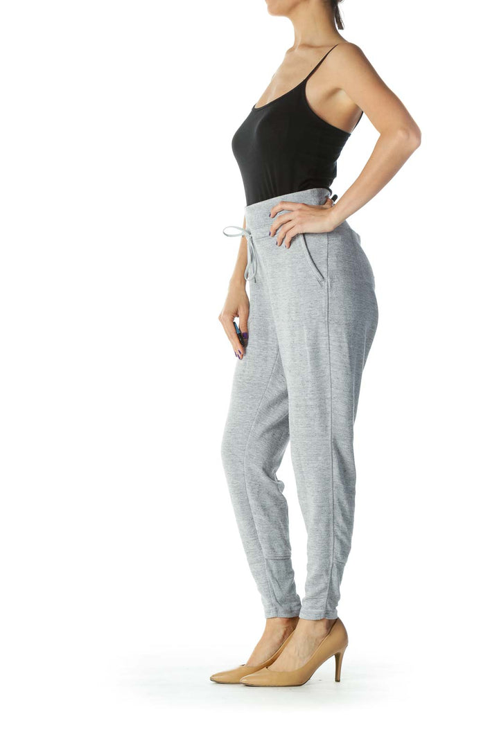 Gray Tie Front Sweat Sport Pant