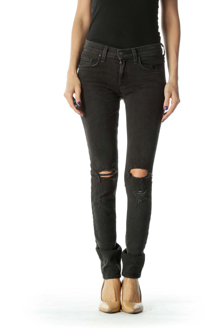 Black Faded Distressed Skinny Jean