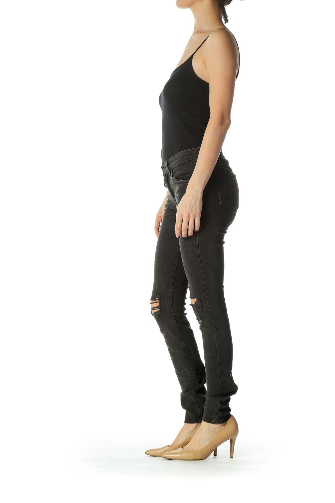 Black Faded Distressed Skinny Jean