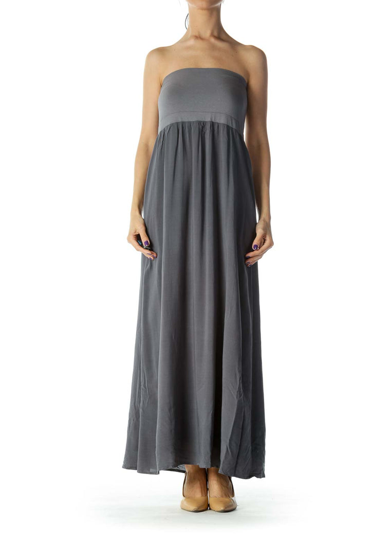 Gray Strapless Maxi Dress