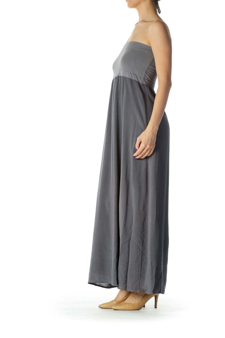 Gray Strapless Maxi Dress