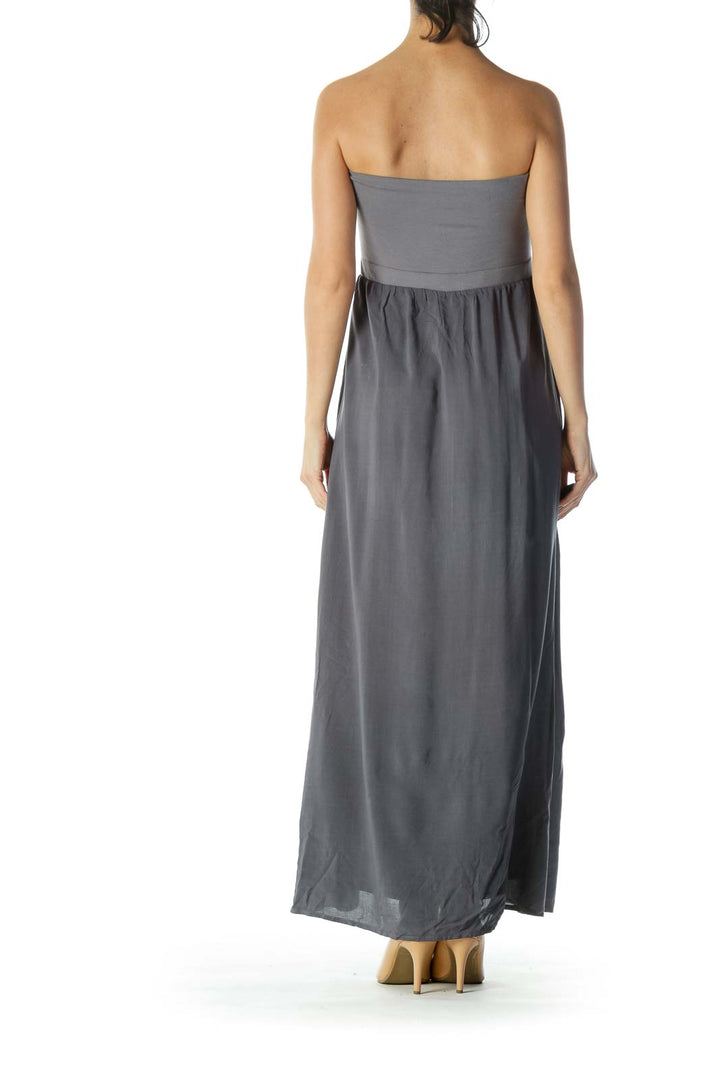 Gray Strapless Maxi Dress