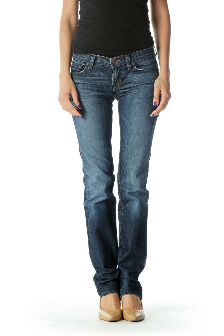 Blue Dark Wash Straight Leg Jean