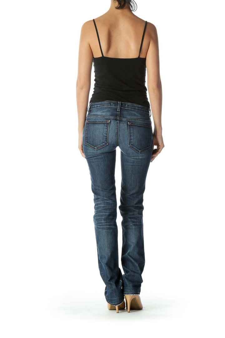 Blue Dark Wash Straight Leg Jean