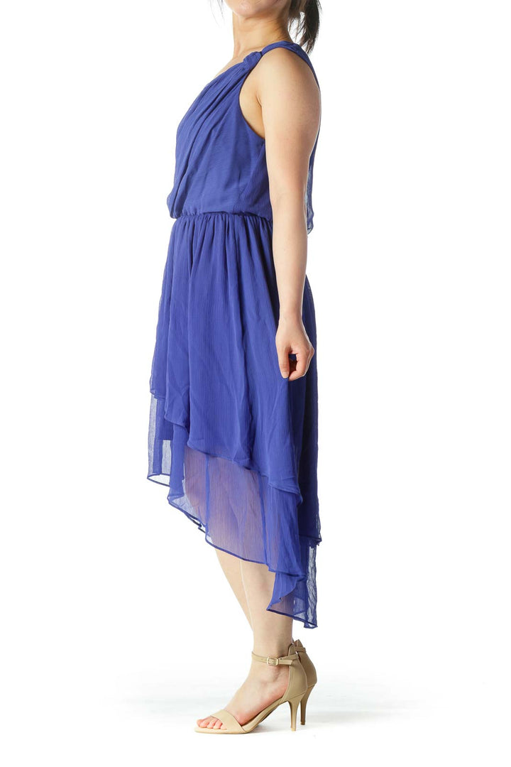 Blue One Shoulder Evening Dress