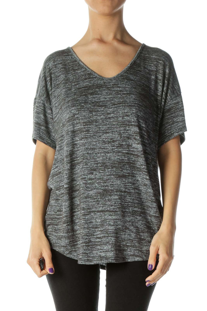 Heather-Gray Stretchy Over-Sized Short-Sleeve Tee