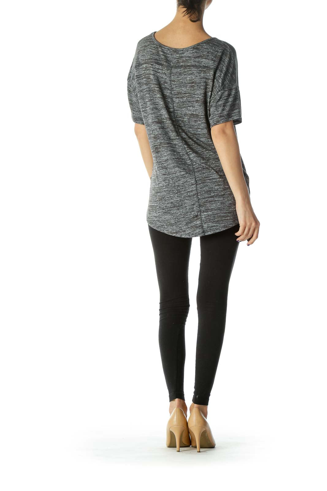 Heather-Gray Stretchy Over-Sized Short-Sleeve Tee