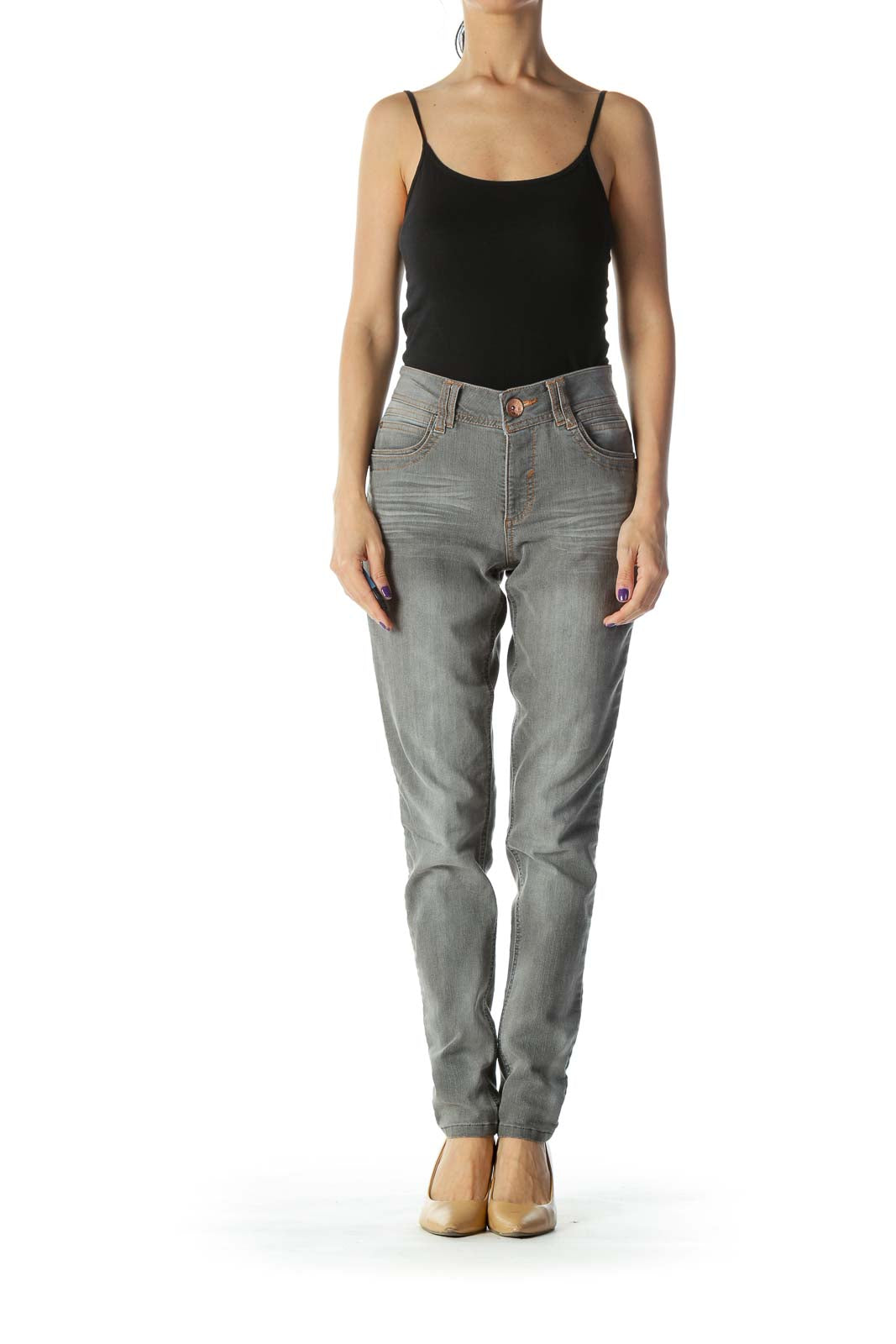 Gray Light Wash Skinny Jeans