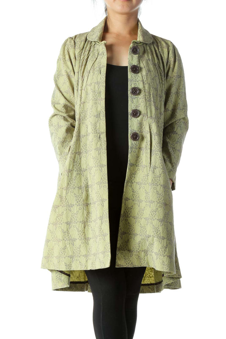 Green Printed Long Jacket