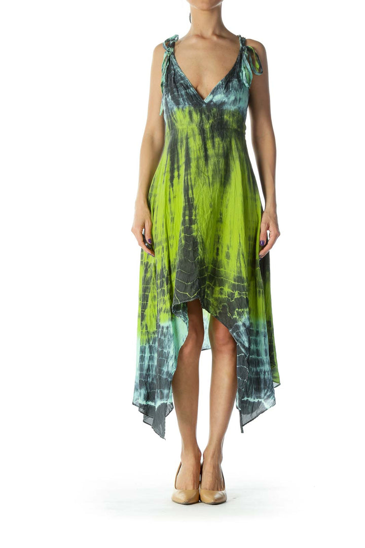 Green Print Silk Dress