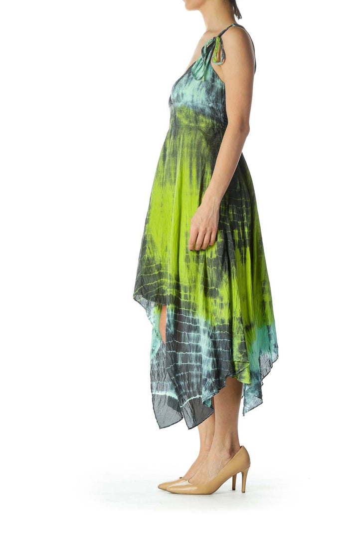 Green Print Silk Dress