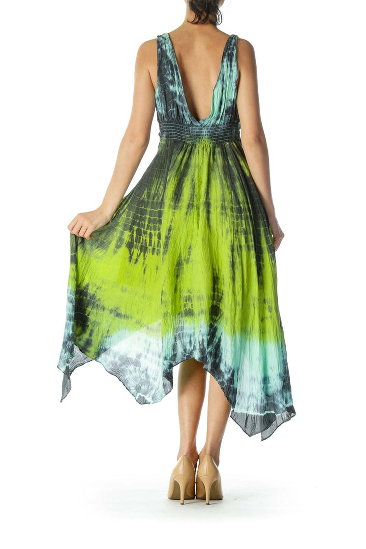 Green Print Silk Dress