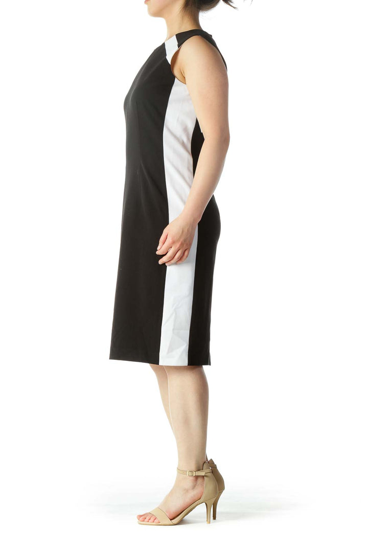 Black and White Sheath Work Dress