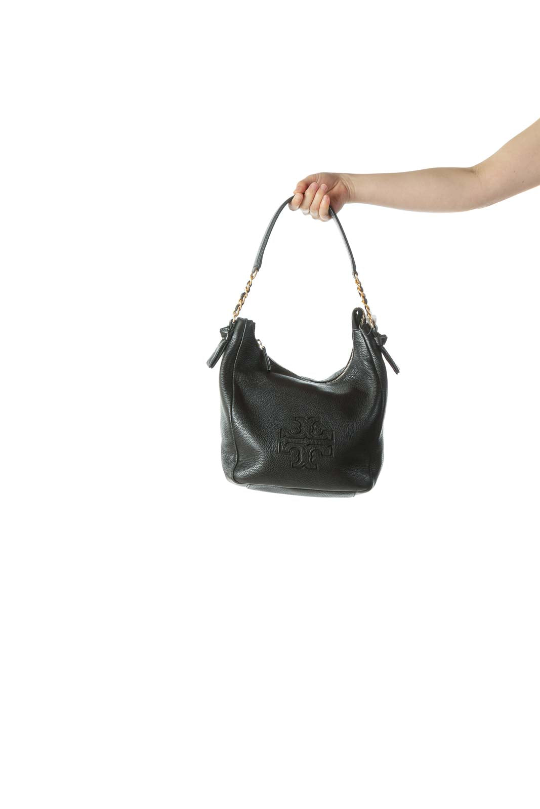 Black Gold Leather Hobo Bag