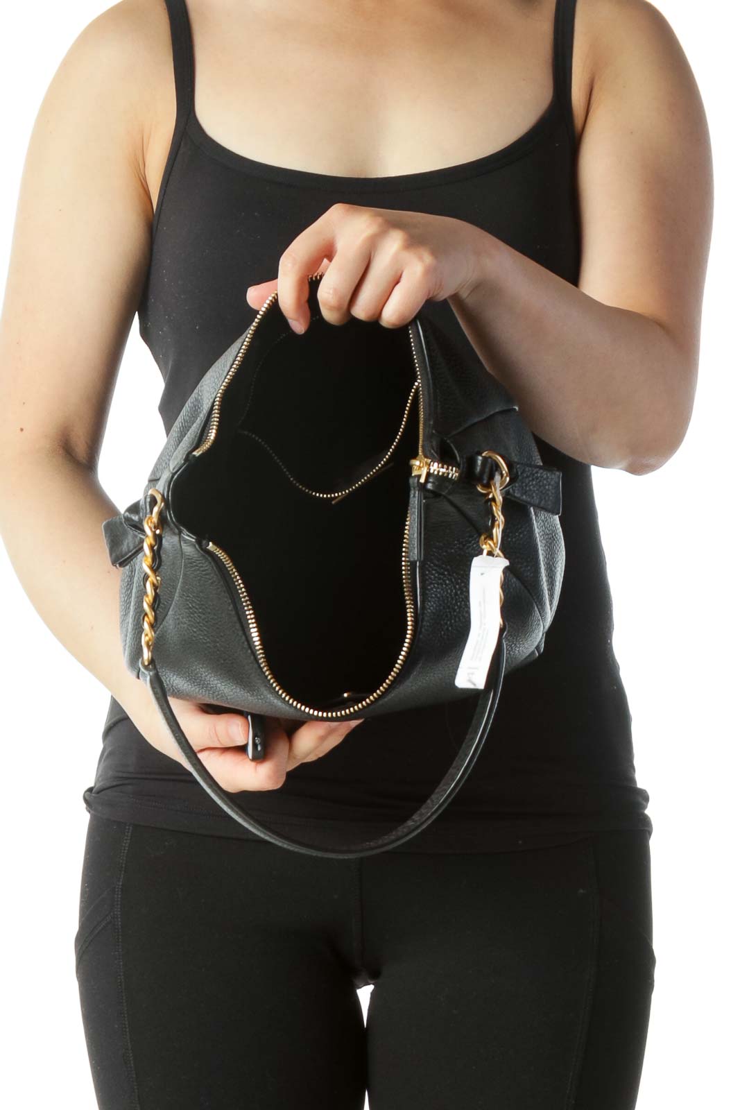 Black Gold Leather Hobo Bag