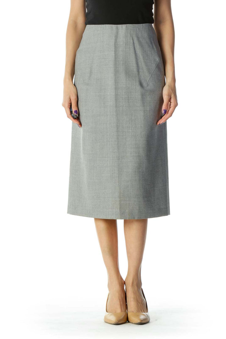 Gray Midi Pencil Skirt