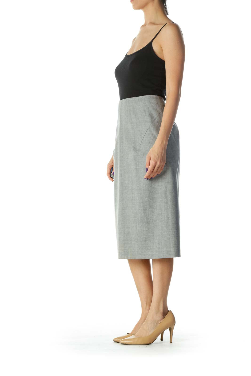 Gray Midi Pencil Skirt