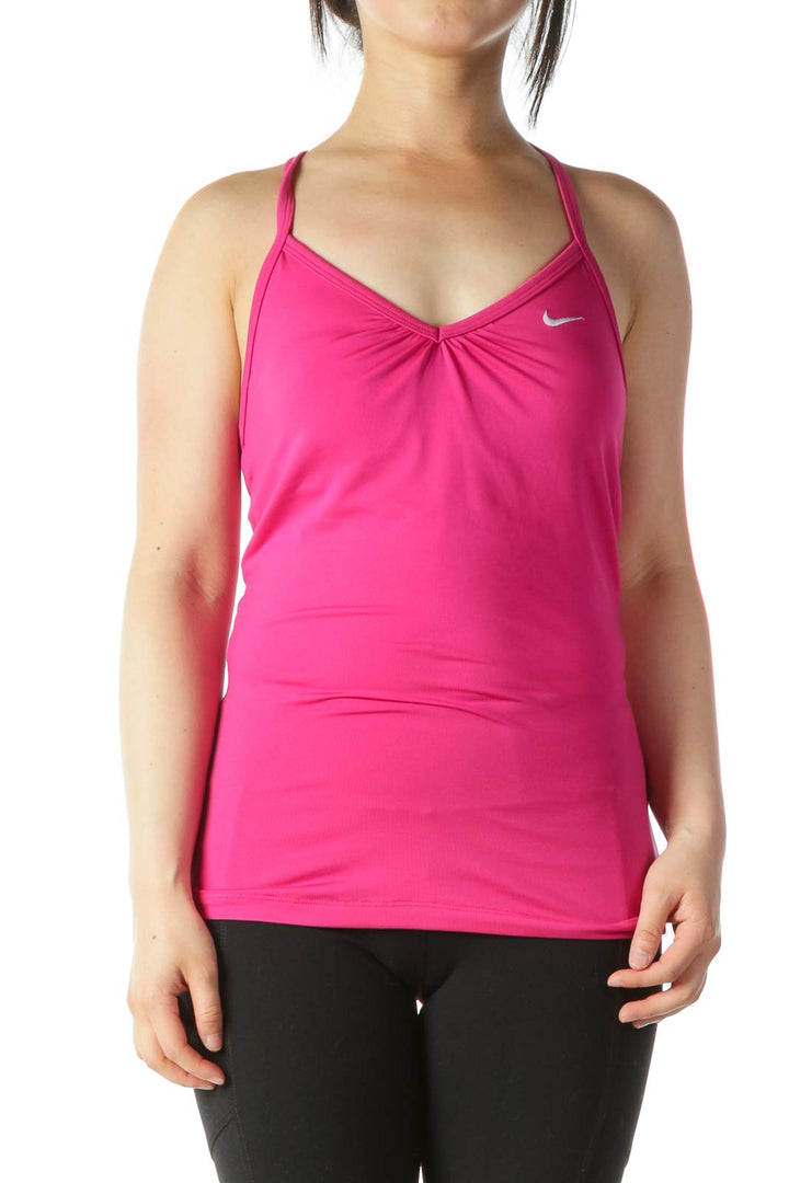 Hot-Pink Racerback Sports Top with Built-In Bra