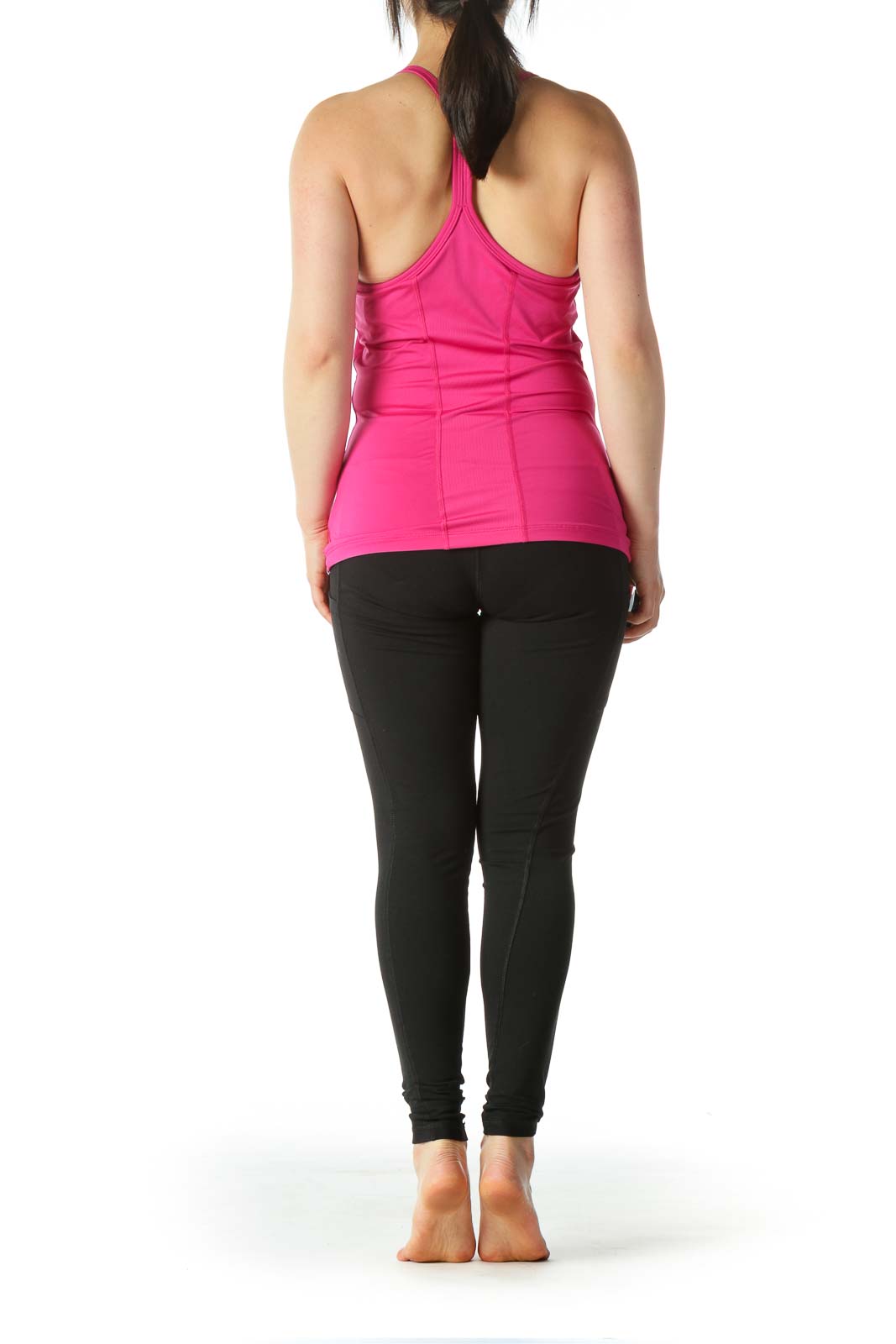 Hot-Pink Racerback Sports Top with Built-In Bra