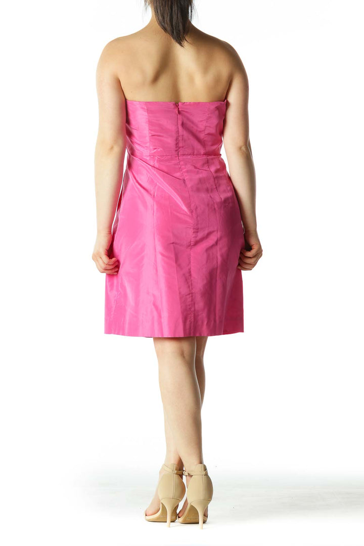 Pink Strapless Pleated Mini Inside-Structure Cocktail Dress