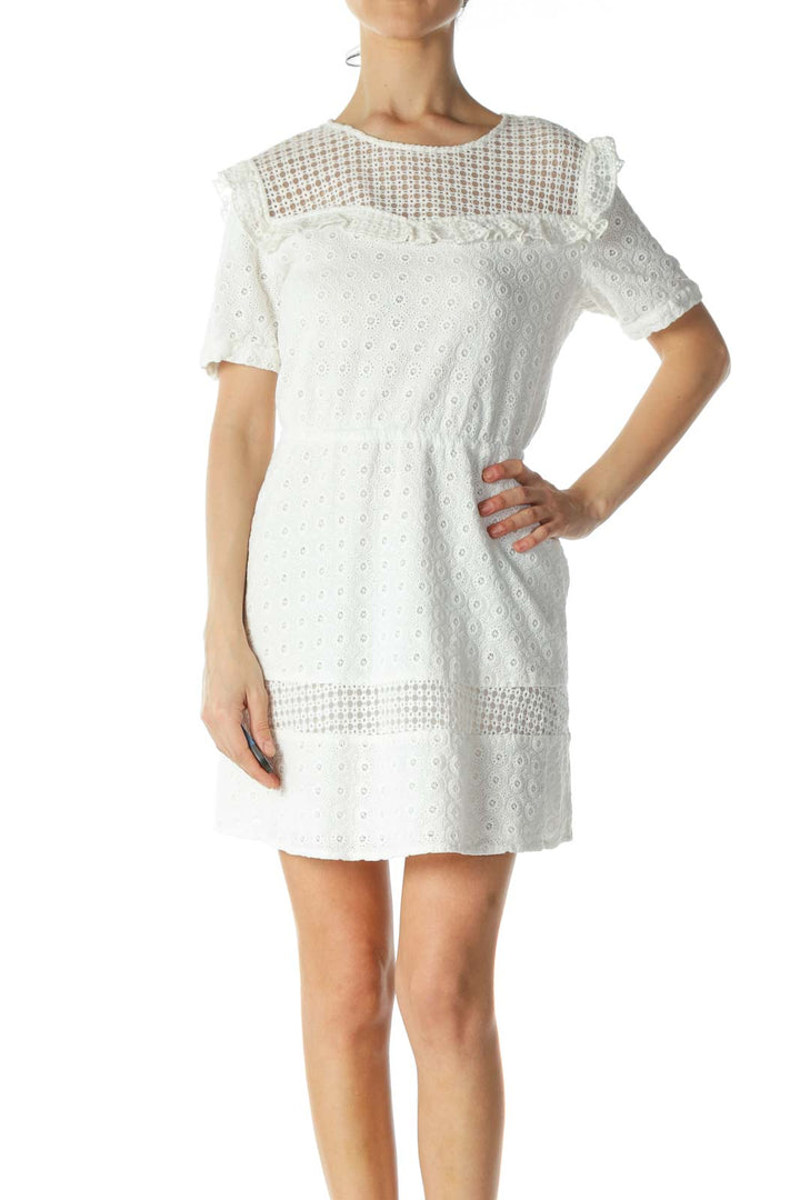 Off-White 100% Cotton Lace-Body Day Dress