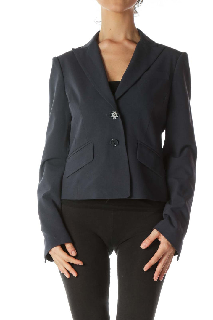 Navy Blue Blazer with Back Drawstring Detail