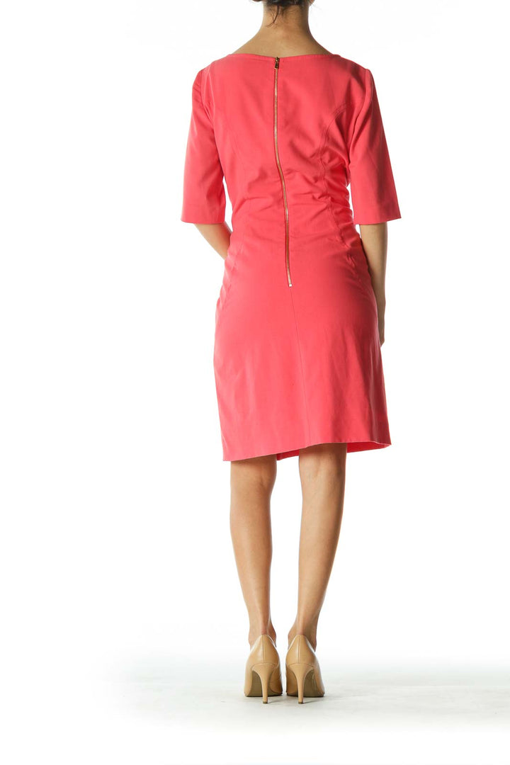 Pink Pocketed Work Dress