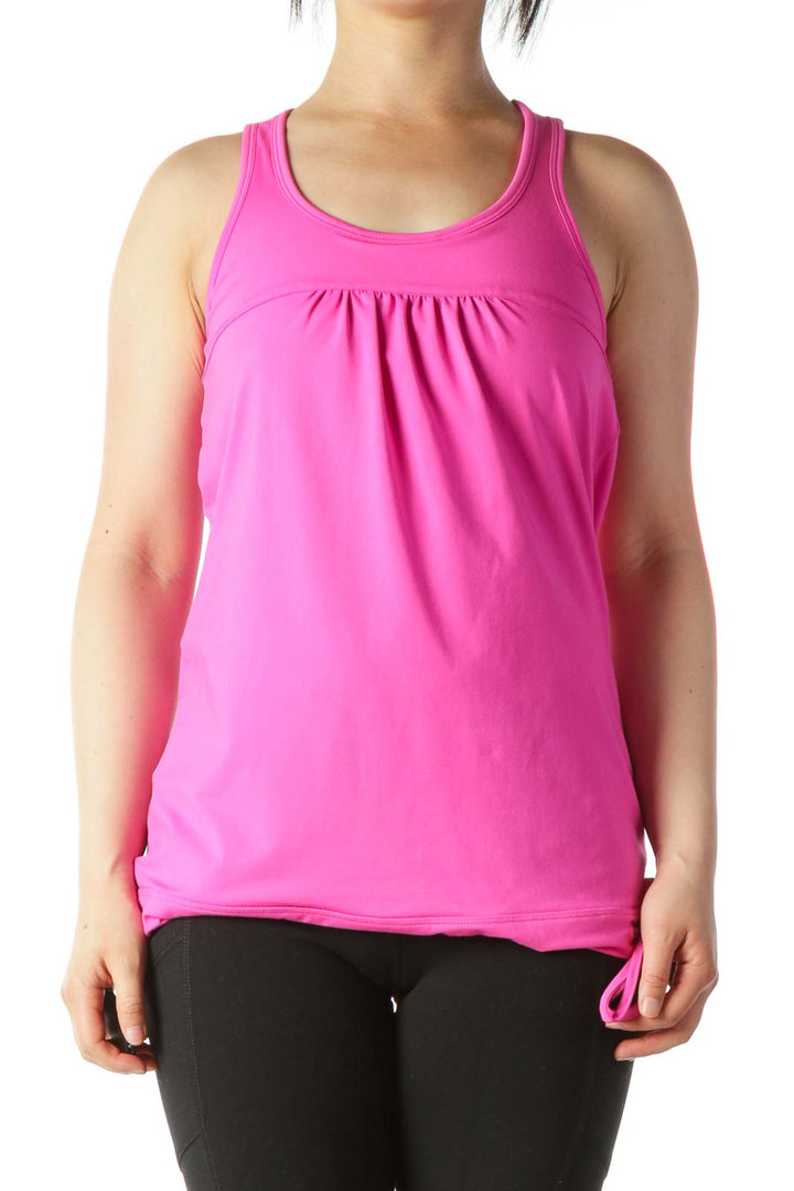 Magenta-Pink Sports Top with Built-In Bra