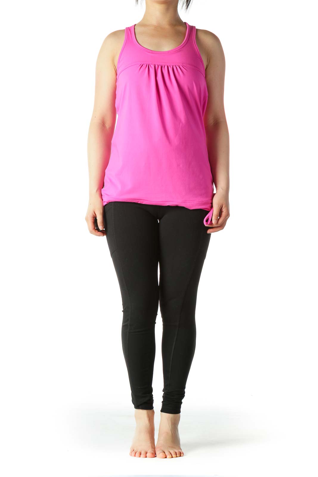 Magenta-Pink Sports Top with Built-In Bra