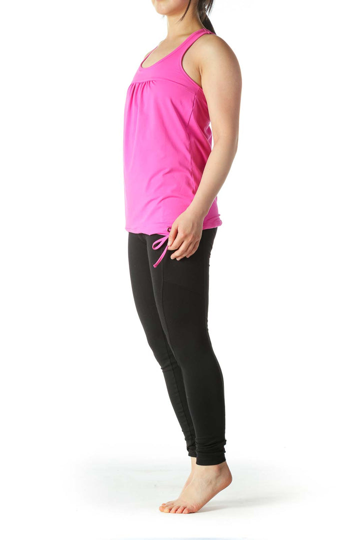 Magenta-Pink Sports Top with Built-In Bra