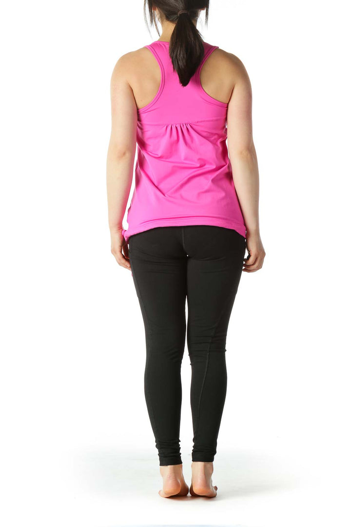 Magenta-Pink Sports Top with Built-In Bra