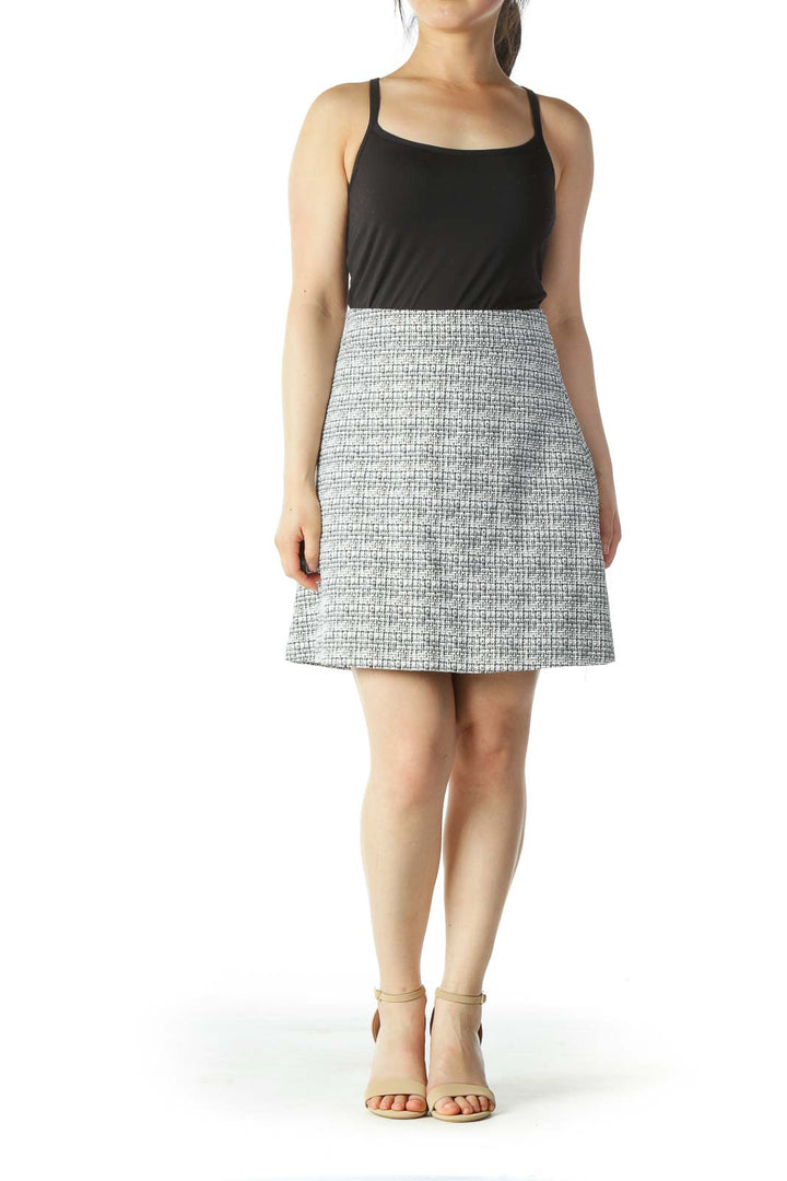 Black and White Textured A-Line Skirt