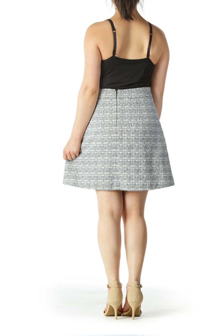 Black and White Textured A-Line Skirt