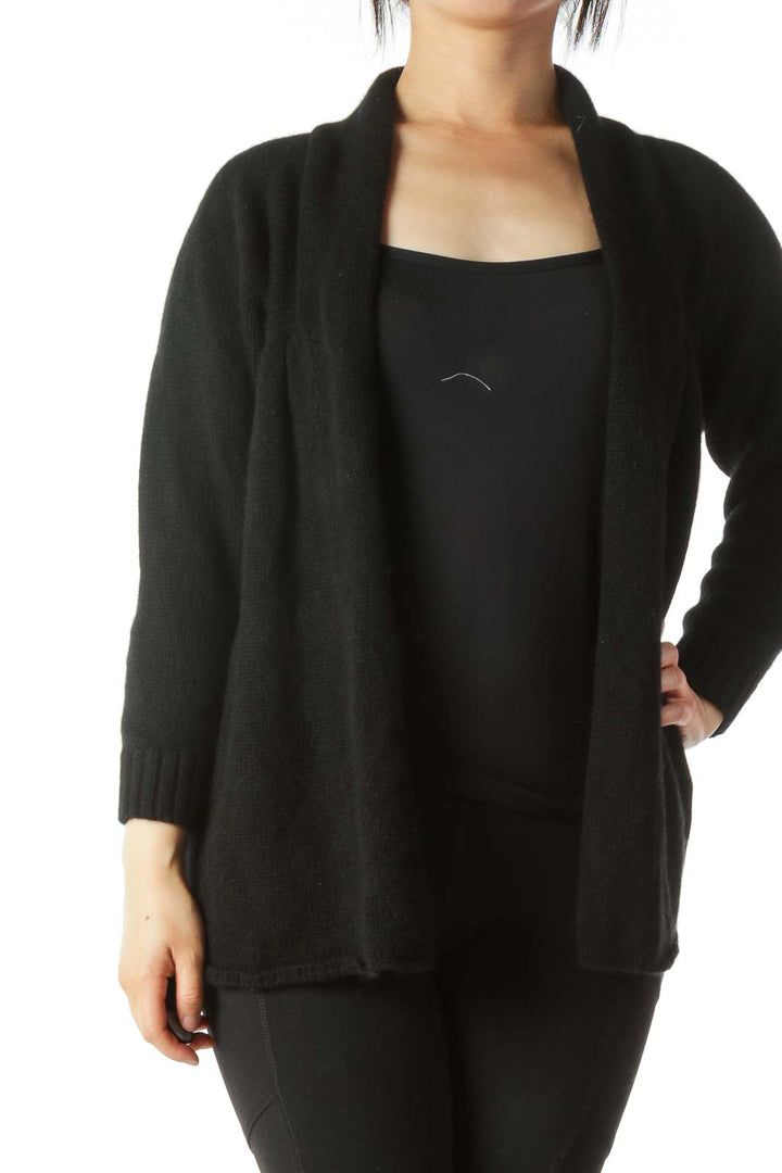 Black 100% Cashmere Soft Long Sleeve Cardigan