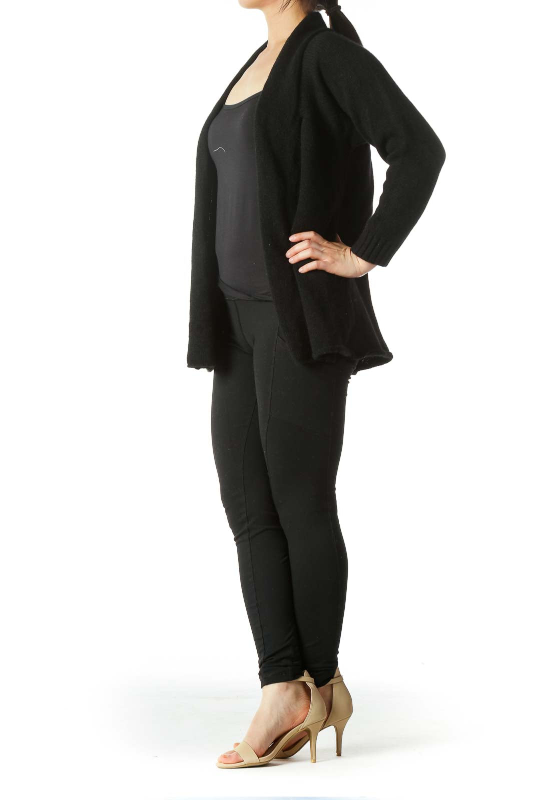 Black 100% Cashmere Soft Long Sleeve Cardigan