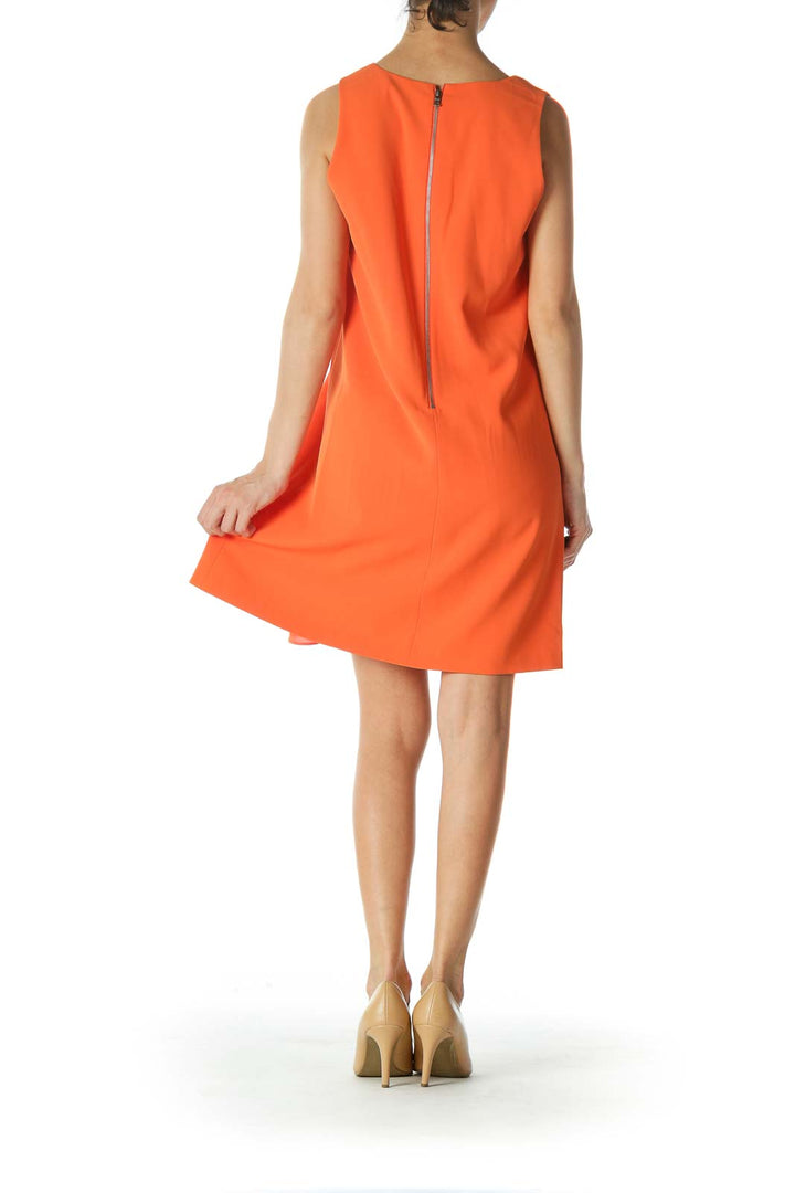 Orange V-Neck Tent Dress