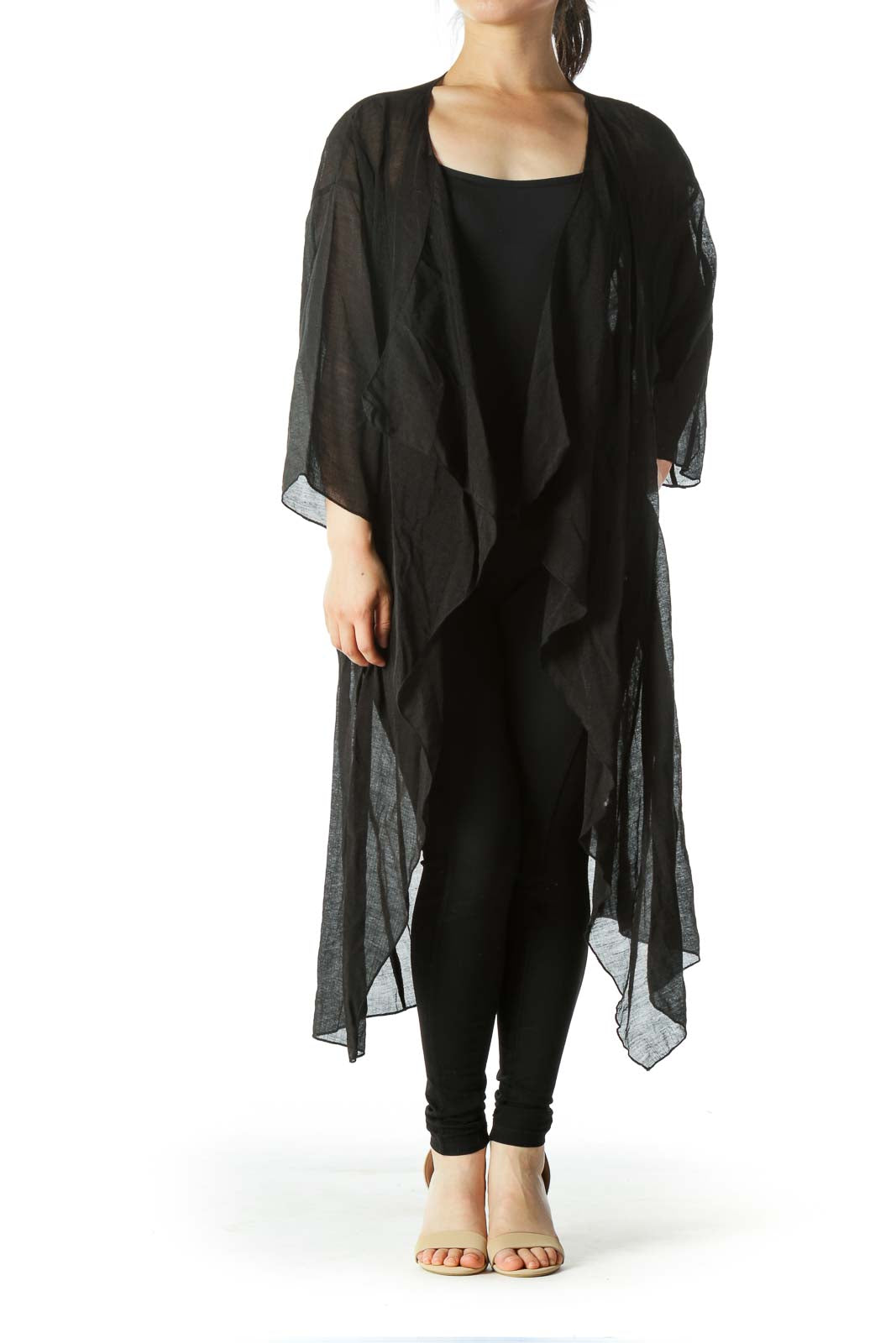 Black Short Sleeve Kimono